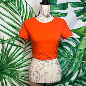 Babaton XS/S Bright Orange Extra Slim Fit Crop Top
